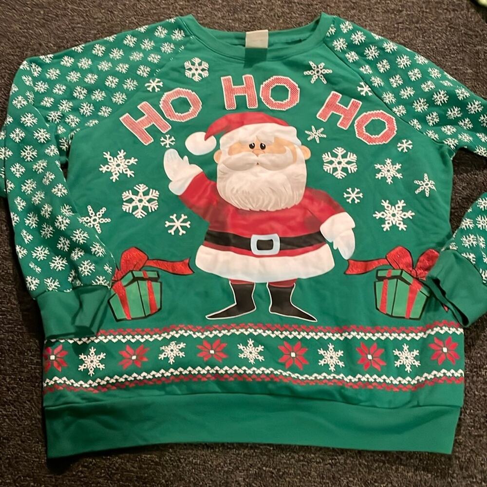Rudolph Movie Santa Claus Ho Ho Ho Christmas Crewneck Sweatshirt Junior's Large